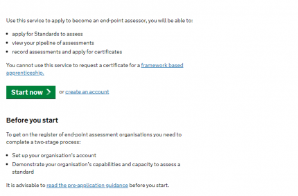 Department for Education – Apprenticeship assessment service